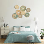 Xuhal 8 Pcs Boho Wall Basket Decor Decorative Bulrush Woven Basket Wall Decor Rustic Farmhouse Hanging Baskets for Kitchen Rustic Home Summer Decorations