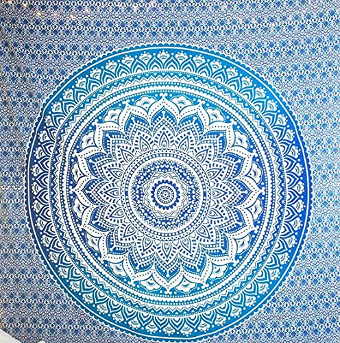 ANJANIYA Ombre Wall Hanging Bohemian Tapestry, Metallic Wall Art Bedspread, Psychedelic Hippie Mandala Dorm Décor for Hanging, Bedding, Beach Coverlet Curtain, Blue, 54"X60" - color: Blue, size: 60"L x 54"W