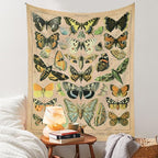 Vintage Butterfly Tapestry 48” x 36”, Long Vertical Wall Hanging Reference Illustrative Papillons Tapestries for Bedroom Aesthetic Butterfly Tapistry Cute Vertical Tapestry Wall Hanging Bedroom Decor