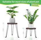 Yangbaga Wooden Plant Stands Indoor: 2Pack 11.81IN Round Planter Stands with Metal Legs,Mid Century Planter Holder for Home Decor,Multi-purpose Plant Table for Living Room/Patio/Garden/Balcony/Office