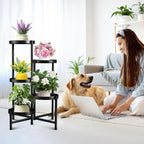 Plant Stand Indoor Outdoor 5 Tier Black Metal Plant Holder 31 in Tall 9 in Wide,Tiered Flower Pot Display Stand,Multiple Plant Stand for Living Room Corner Garden Patio Lawn Balcony