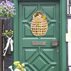 Front Door Basket, Wall Mounted Woven Water Hyacinth Hanging Basket, Large Boho Decor Flower Storage Plants Organizer for Home, Garden, Farmhouse