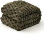 EXQ Home Fleece Throw Blanket for Couch and Bed, 3D Imitation Large Turtle Shell Jacquard Decorative Blankets, Plush Lightweight Fuzzy Flannel Blanket Suitable for All Seasons (50"×60",Moss Green)