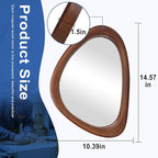 MAGFLERUM Irregular Wall Mirror, 15 * 10 inch Asymmetrical Wood Mirrors, Small Wall Mirror, Hanging Vertically and Horizontally. Mirrors for Wall Decor (Black Walnut)