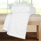 Superior Fleece Boho Jacquard Blanket, Decorative Blankets for Bedroom, Sofa, Fuzzy, Plush, Fluffy, Soft, Cute Room Decor, Beautiful Cover, Comfort Essentials, Arctic Collection, Twin, White