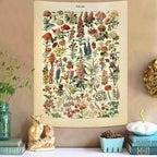 Vintage Flowers Tapestry 48”x36”, Long Vertical Wall Hanging Reference Illustrative Botanical Tapestries for Bedroom Aesthetic Floral Tapistry Botanical Plants Tapestry Wall Hanging Cute Bedroom Decor