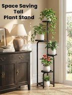 TOSKING 4 Tier Corner Plant Stand Indoor Outdoor, Heavy Duty Metal Flower Pot Holder Shelf for Multiple Plants, Space Saving ,Tall Metal Plant Stand with Drainage Holes for Outdoor Use,Tiered Display for Patio, Garden, Balcony, Living Room Decor (Black...