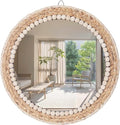 OYPEIP 20”Large Nature Rattan Boho Innovative Art Decoration Round Makeup Mirror Dressing Bedroom Bathroom Wall Mounted Hanging Mirrors Craft Photo Props…