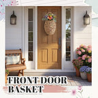 Chunful 2 Pcs Water Hyacinth Hanging Wicker Basket, Natural Wicker Decorative Baskets, Handmade Woven Storage Organizer for House Garden Wedding Wall Decorations, Large Size