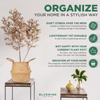 Blueming Home Olive Tree Basket – Wicker Seagrass Planter for Tall Indoor Fake Plants, Decorative Rattan Basket for Houseplants, Snake Plant, Monstera, 7-8 Inch Pots (Original, Medium)