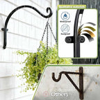 Hanging Plant Brackets Outdoor: 2 Pack 12 Inch Metal Plant Hangers Wall Hooks - Can Hold 50 Lbs Heavy Duty Outdoor Hooks for Hanging Bird Feeders, Flower Baskets, Lanterns, Wind Chimes