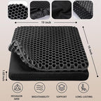 Gel Seat Cushion, Super Large (19x18x1.6inch) Gel Cushion Chair Pads with Non-Slip Cover for Home Office Car Seat Wheelchair, Soft Breathable Honeycomb Seat Cushion for Relieve Hip Pain