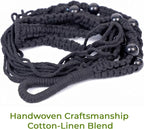 Macrame Plant Hanger, Up to 4-15 inch Pots, Wood Beads Cotton Hanging Planter Holder for Indoor Outdoor Boho Home Decor, 35 Inch, Set of 2 (Black)