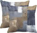 Britimes Throw Pillow Covers Modern Home Art Decor, 20 x 20 Inches Set of 2 Pillow Cases Decorative, Abstract Oil Painting Pillowcases for Bedroom, Living Room, Cushion Couch Sofa, Brown Blue
