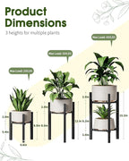 3 Pack Plant Stand Indoor Adjustable, Metal Modern Indoor Plant Stand, Heavy Duty Single Plant Stands Outdoor Corner, Stable Plant Holder Indoor Stand, Fits 8 to 12 Inches Pots, Black