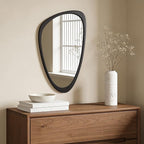 WallBeyond Asymmetrical Mirror, Irregular Wall Mirror, Wall Mirrors Decorative for Bedroom Living Room Entryway Hall, Wood Mirror for mid Century Modern Decor 30" H x 19" W, Black