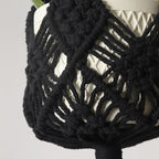 Hanging Planter with Patterns,2Packs Macrame Plant Hangers Indoor Macrame for up to 8 inch Pot Crochet Boho Plant Hanger Holder for Indoor Outdoor with 2S Shaped Stainless Steel Hooks (Black)