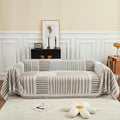 ROOMLIFE Khaki Striped Couch Cover Chenille Sofa Covers for 3 Cushion Couch Large Sectional Couch Covers for Loveseat,Recliner Chair-Multifunction Sofa Slipcovers Couch Cover for Dogs Pets, 71"x134"