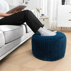 Asuprui Pouf Ottoman Unstuffed Ottoman Foot Rest Floor Pouf Round Pouf Seat Floor Bean Bag Chair Foldable Floor Chair Storage for Living Room Bedroom Navy Blue