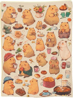 Capybaras Throw Blanket Soft Flannel Blanket 60"x50" in Bed Blanket Home Decor for Room Sofa Couch All Season