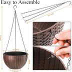 Foraineam 10.2 Inches Round Basket Hanging Planter Dual-pots Design Garden Flower Plant Pots Hanging Planter Baskets with Drainer and Chain for Indoor Outdoor Use