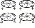 1/2/4 Pack 10/12 Inch Heavy Duty Iron Plant Stands - Rustproof Metal Flower Pot Holder for Indoor Outdoor Use, Round Wrought Iron Planter Stand for Corner Gardening, Patio, Balcony Decor- Black (10IN4PCS)