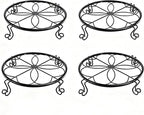 1/2/4 Pack 10/12 Inch Heavy Duty Iron Plant Stands - Rustproof Metal Flower Pot Holder for Indoor Outdoor Use, Round Wrought Iron Planter Stand for Corner Gardening, Patio, Balcony Decor- Black (10IN4PCS)