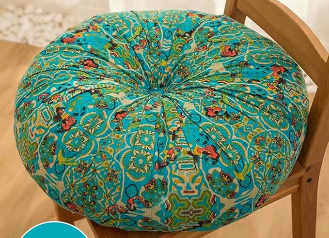 Meditation Floor Pillow, Large Pillows Seating, Bohemian Cushion for Fireplace Yoga Living Room Sitting(Size:55x55x8cm,Color:Moroccan Round mat - Blue)