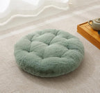 Large Floor Pillow Meditation Cushion Round Floor Cushions for Adults,Luxury Faux Fur Thick Floor Pillows for Sitting Put in Living Room Balcony Outdoor Tatami（Sage Green）