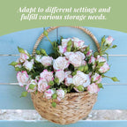 Woven Wicker Wall Hanging Basket Storage for Garden,Hanging Basket,Wall Hanging Baskets for Decorative Plants And Flowers,Semiround,Set of 2