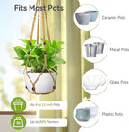 USLAI Macrame Plant Hanger Indoor Outdoor, Fits 4 to 15 Inch Pots, Strong Hanging Planter Holder, Boho Home Decor, 35 Inch, Brown (POTS NOT Included)