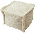 MOCOFO Boho Pouf Cover Unstuffed Square Ottoman Pouf Chair,Home Decor Pouf Cover(White,40x40x30cm)