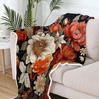 Boho Floral Throw Blanket Colorful Bohemian Flowers Decorative Soft Warm Cozy Blanket Plush Throws Blankets for Women Girls Kids Couch Travel 50 x 60 Inch