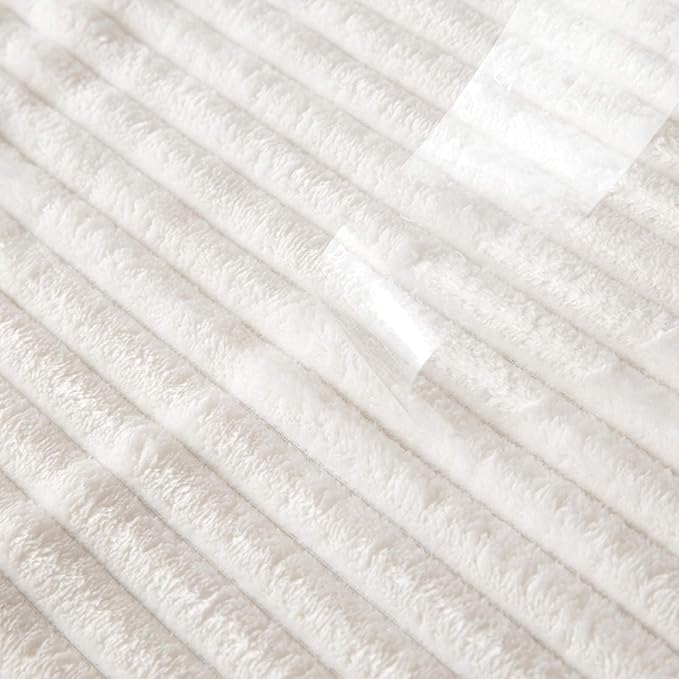MIULEE Super Soft Throw Blanket with Stripe Pattern for Lightweight Fleece Warm Plush Cozy Bed Blanket 30"x40", Cream White
