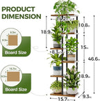 Bamworld Tall Plant Stand Indoor 6 Tier Plant Shelf for Multiple Plants, Tiered Flower Pot Stands for Patio Garden Balcony Living Room Bedroom, Brown