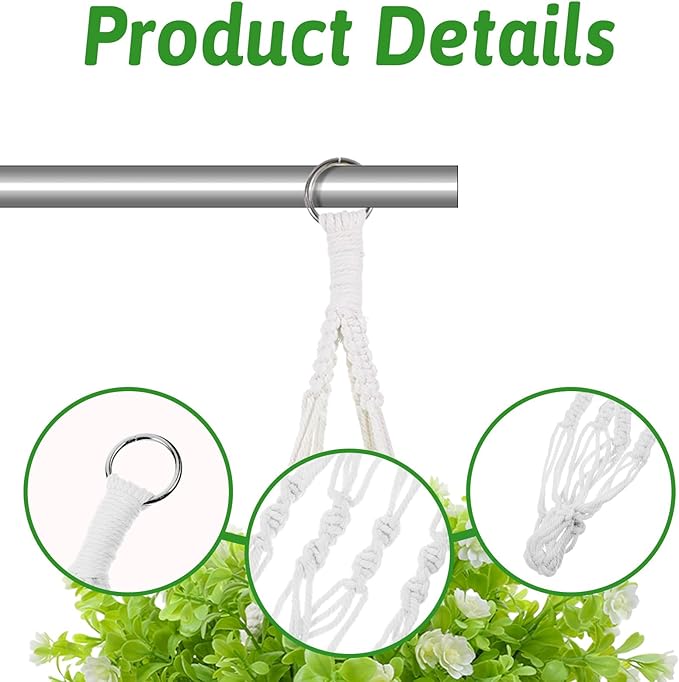Macrame Plant Hanger 2 Pack Hanging Planters Baskets for Indoor Plant Boho Hanging Holder Handmade Woven Rope Hanger Kits Decorative Braided Cotton Rope Flower Pot Holder for Garden Home Decor