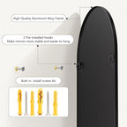 Arched Wall Mirror for Bathroom,Mirrors for Wall,30"x55",Vanity Mirror for Bedroom Dresser, Entryway, Living Room, Metal Frame,Hanging or Leaning Against(Black)