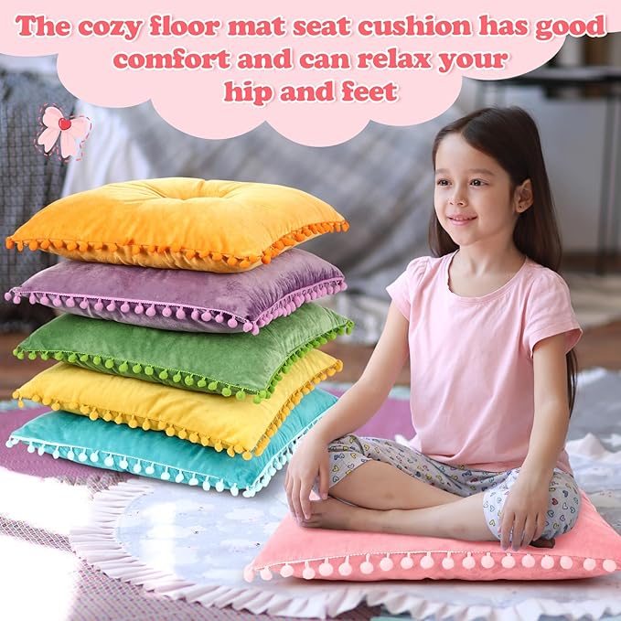 Tinideya 6 Pcs 15 Inch Square Floor Pillows for Kids Classroom Seating Cushions Flexible Plush Seats for Reading Corner Classroom Supplies Playroom Preschool Elementary Daycare