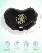 Hihealer Premium Meditation Cushion - Comfortable Floor Pillow for Adult Traditional Crescent Meditation Pillow Yoga Buckwheat Bolster (Black)