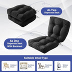Outdoor Chair Cushions Set of 4, Patio Chair Cushions with Ties,19x19+5” Tufted Outdoor Seat Cushions, Waterproof Patio Furniture Cushions, Outdoor Dining Chair Pads, Black
