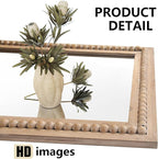 H HOMEWINS Rustic Rectangle Mirror,22x30 Wooden Farmhouse Mirrors,Boho Bathroom Wall-Mounted Nature Beads Decor Mirror for Bedroom, Living Room,Vanity,Entryway,Over Sink