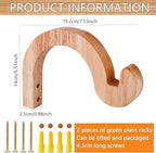 7-Inch Hanging Plant Brackets, Arc-Shaped Wooden Plant Hanger Indoor, Wall Mount Hooks for Outdoor Hanging Bird Feeders, Flower Baskets Pots, Wind Chimes, Lanterns