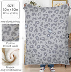 Throw Blanket for Couch, 300GSM Warm Soft Cozy Flannel Blanket, Cute Blanket for All Seasons Bedroom Home Decor Gifts, Luxury Grey Leopard 50x60 Inches