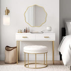 WallBeyond Round Wavy Mirror for Wall Decorative 20 inch, Modern Round Mirror Aluminum Frame for Bathroom Bedroom Living Room Home House Office Entryway, Gold