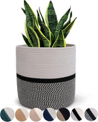 Cotton Rope Plant Basket Modern Woven Basket for 10" Flower Pot Floor Indoor Planters,Storage Organizer Toys Rustic Home Decor,Beige 11"x 11"