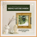 Boho Picture Frame with Wicker Accents | Lightweight Wooden Frame for 8x8 Photo or Artwork Bohemian, Coastal or Biophilic Style for Wall & Tabletop | All Natural Wood & Seagrass | Golden Brown