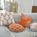 Coliuso Decorative Throw Pillow Covers 20x20 inch Set of 4,Orange and White Modern Simple Square Pillow Case Cushion Cover for Sofa Couch Farmhouse Outdoor Living Room