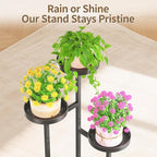 LASZOLA Black 4 Tier Tall Metal Plant Stand Indoor for Large Planter, Heavy Duty Wrought Iron Vertical Big Flower Rack, Sturdy Spiral Multiple High Organizer for Modern Patio House Bathroom Corner