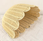 Scalloped Wall Basket, 2 Pack Hanging Wicker Wall Baskets,Hand Woven Wall Storage Organizer, 2 Sizes Wall Baskets Storage for Home, Bathroom, Kitchen, Living Room