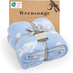 WRENSONGE Throw Blanket Diamond Bowknot Blue Soft Cozy Fluffy Warm Throw for Couch Sofa Bed Camping Picnic Travel Lightweight - 50"*60"